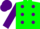 Silk - NEON GREEN, purple spots, purple bars on sleeves, purple cap
