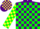 Silk - Purple, Yellow Emblem, Green Blocks on Ye