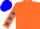 Silk - Fluoresent Orange, Royal Blue spots on Sleeves, Blue Cap