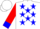 Silk - White, blue stars, red 'RAY' in blue frame, blue cuffs on red sleeves