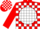 Silk - Red, Red 'R' on White disc, White Blocks on Red Sleeves
