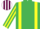 Silk - EMERALD GREEN, yellow braces, striped sleeves, maroon & white striped cap