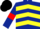 Silk - Dark Blue, Yellow chevrons, Dark Blue sleeves, Red armlets, Black cap