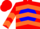 Silk - Red, Orange 'C', in Blue disc, Orange Chevrons on Blue Sleeve