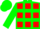 Silk - Green, Red Squares