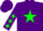 Silk - PURPLE, green star, green stars on sleeves, purple cap