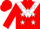 Silk - RED, white inverted chevron and stars, red  inverted chevr