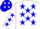 Silk - White, blue stars, red 'RAY' in blue frame,