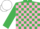 Silk - Emerald Green and Pink check, White cap