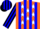 Silk - Orange, White Stars on Blue Circled Horse Head, Blue Stripes on