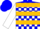 Silk - Blue and White Blocks, Two Gold Hoops on White Sleeves