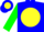 Silk - Blue, Blue 'RR' on Yellow disc, Green Sleeves
