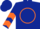 Silk - Dark Blue, Orange Oblong Circle, Orange Chevrons on Sleeves