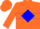 Silk - Orange, blue diamond hoop and bar on sleeves, orange cap