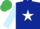 Silk - DARK BLUE, white star, light blue sleeves, emerald green cap