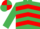 Silk - EMERALD GREEN & RED CHEVRONS, quartered cap