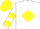 Silk - White, Yellow Diamond Frame, Yellow Chevrons on Sleeves, Yellow Cap