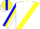 Silk - White, Blue Zig Zags in Yellow Sash, Blue Zig Zag in Yellow Stripe on Sleeve