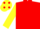 Silk - RED, yellow sleeves, yellow cap, red spots
