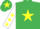 Silk - EMERALD GREEN, yellow star, white sleeves, yellow stars, emerald green cap, yellow star