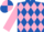 Silk - ROYAL BLUE & PINK DIAMONDS, pink sleeves, quartered cap