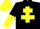 Silk - BLACK, yellow cross of lorraine, halved sleeves, yellow cap