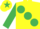Silk - Yellow, large Emerald Green spots, sleeves and star on cap