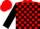 Silk - Red, Two White Dice, Black Blocks on Sleeves, Red Cap