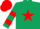 Silk - Dark Green, Red star, hooped sleeves, Red cap