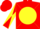 Silk - Red, Yellow disc, Black 'M', Red And Yellow Diagonal Quartered