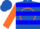 Silk - Royal Blue, Orange Circle and 'R', Two Blue Hoops on Orange Sleeves