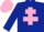 Silk - DARK BLUE, pink cross of lorraine, pink cap