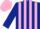 Silk - Dark Blue and Pink stripes, Pink and Dark Blue chevrons on sleeves, Pink cap